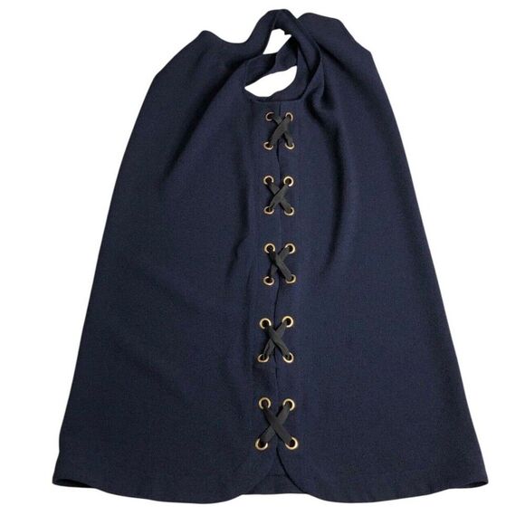 Anthropologie Sunday In Brooklyn Dress Womens Medium Navy Blue Crepe Corset Side - Picture 10 of 14